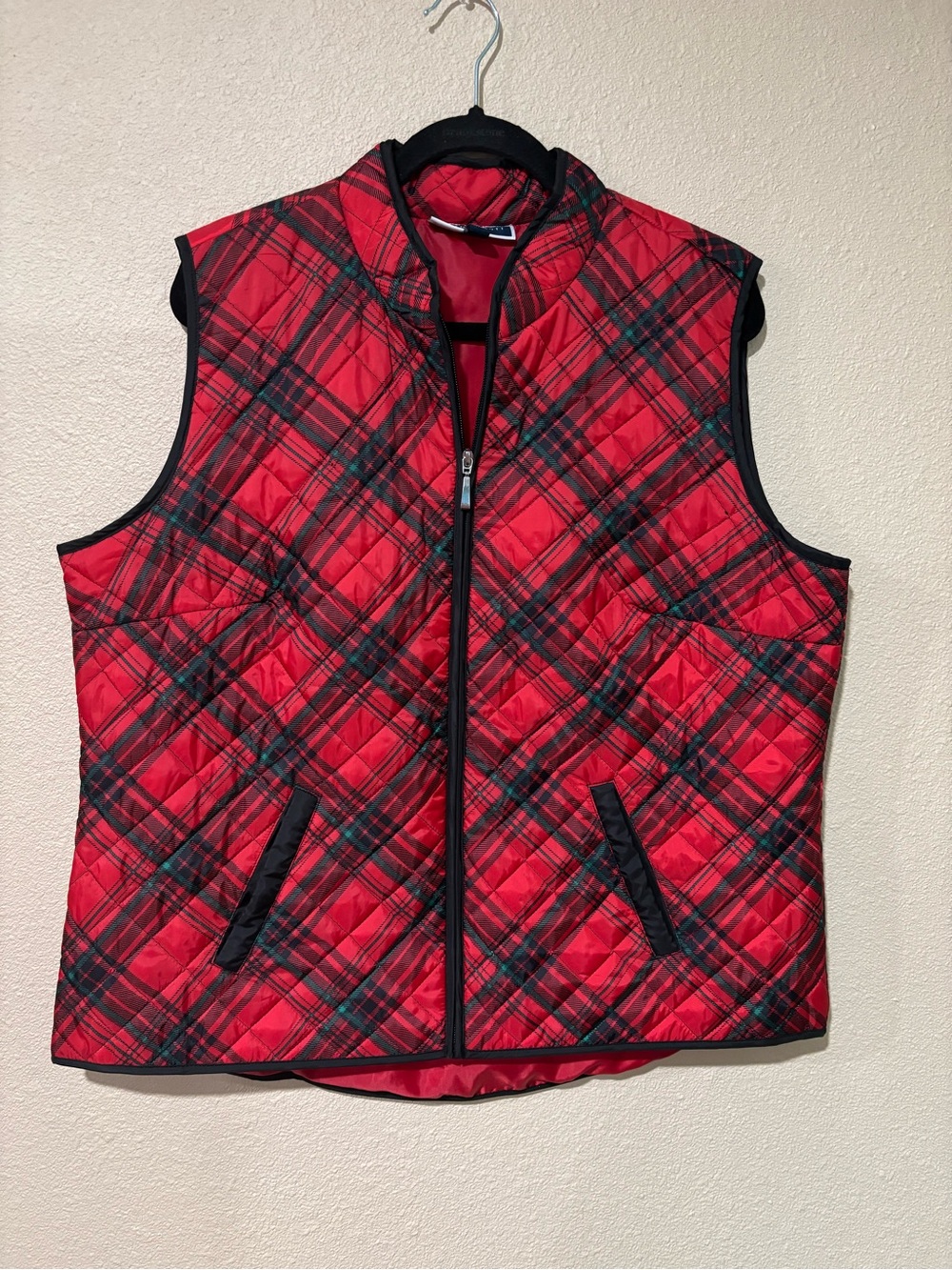 Karen Scott Red Plaid Quilted Vest